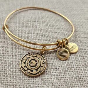 United State COAST GUARD Alex And Ani Bracelet Gold Tone Wrist Band Adjustable